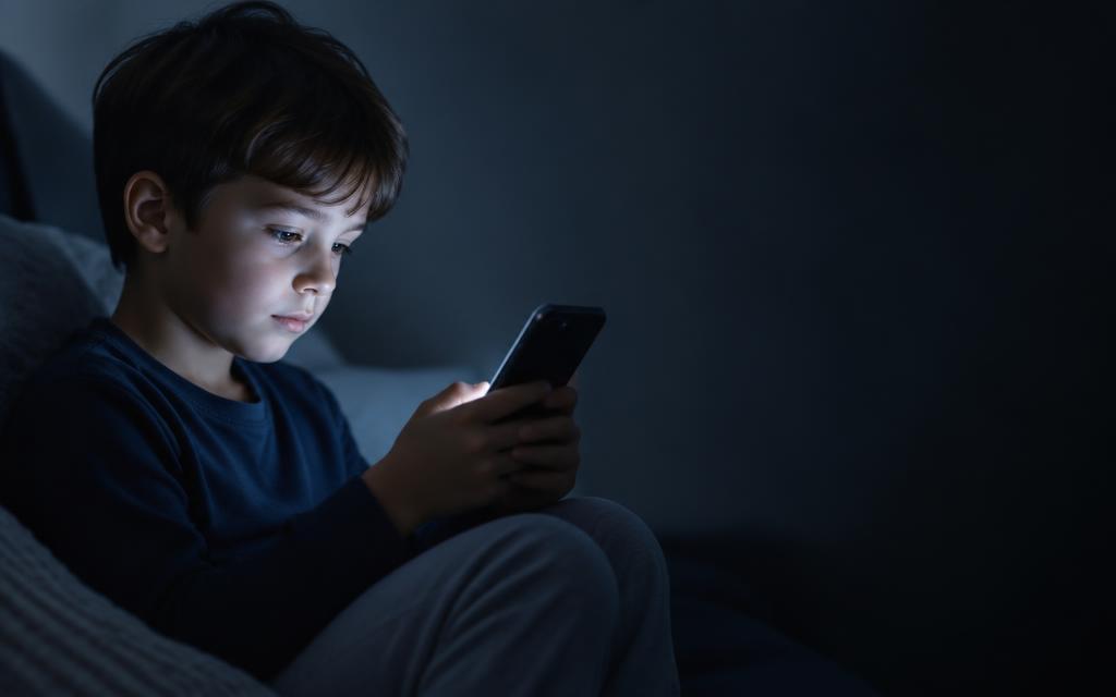 Criança utilizando celular